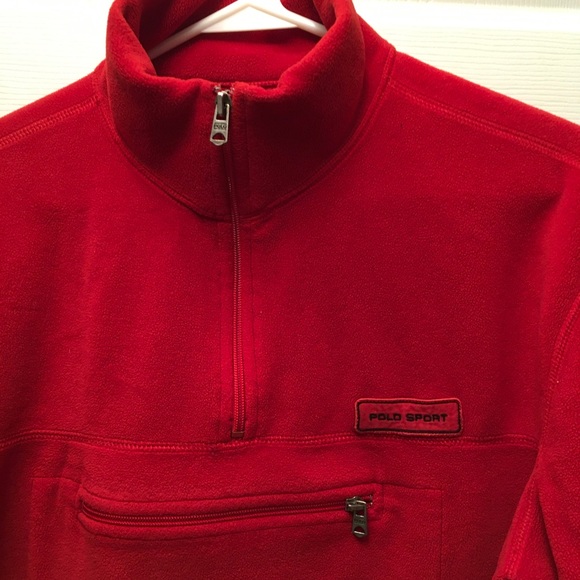Vintage Ralph Lauren Polo Sport Men’s 1/4 Zip Fleece Jacket Red Size M Polartec - Picture 4 of 11